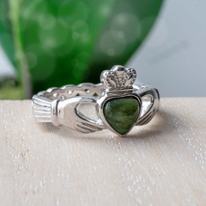 Claddagh Ring with Connemara Marble