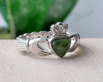 Claddagh Ring with Connemara Marble