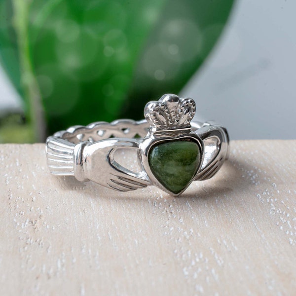 Claddagh Ring with Connemara Marble