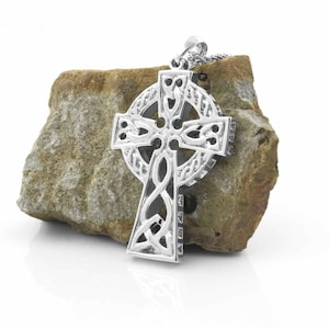 Large Sterling Silver Double Sided Men’s Celtic Cross