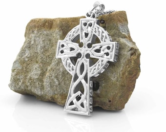 Large Sterling Silver Double Sided Men’s Celtic Cross