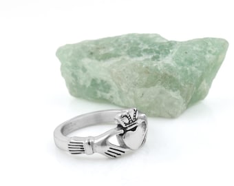 Anillo Claddagh de acero inoxidable, anillo irlandés, anillo de corazón, anillo de ruido