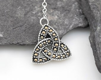 Marcasite Trinity Knot Necklace for Women