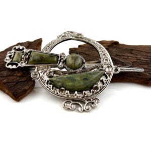 Irish brooch with Connemara Marble, Tara brooch, Celtic brooch