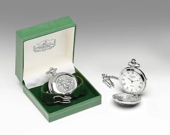 Irish Pocket Watch with Celtic | Mullingar Pewter | Man Gift