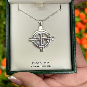 Silver Celtic Cross Necklace, St Patrick&#39;s Cross Chicago, Irish Cross Necklace, Irish Cross Pendant
