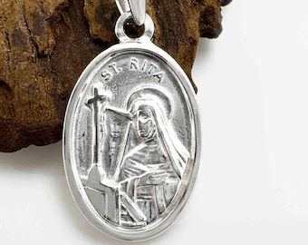 Medalla de plata esterlina de Santa Rita