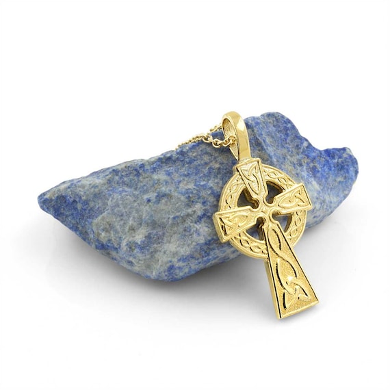 10k Yellow Gold Celtic Cross Pendant - 1.55 Inch Trinity Knot Charm For Necklace Or Bracelet