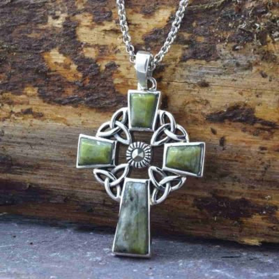 Connemara Marble Celtic Cross Necklace - Etsy