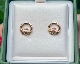 Gold Plated Claddagh Earrings, Irish Jewelry