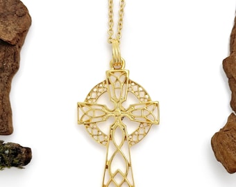 Collar de cruz celta bañado en oro