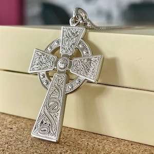 Silver Celtic Cross Necklace, Warrior Necklace