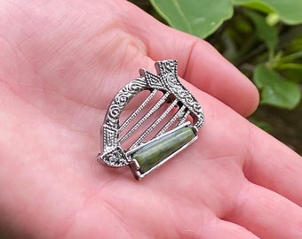 Harp brooch Connemara Marble