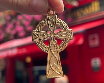 18k Gold Plated Celtic Cross Necklace For Men