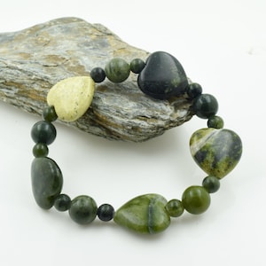 Connemara Marble Heart Shaped Stretch Bracelet