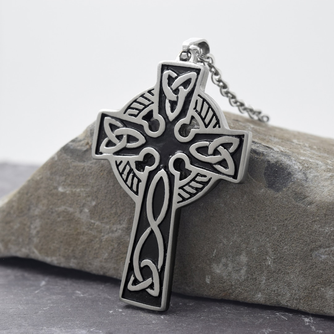 Celtic Cross Necklace Mens in Stainless Steel Etsy