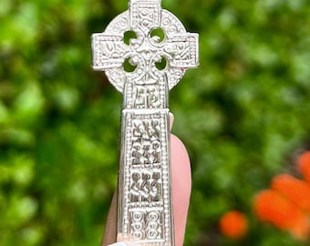 Collier croix celtique en argent de Drumcliffe | Réplique de croix irlandaise | Bijoux celtiques |