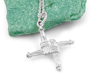Dainty St. Brigid Cross Necklace in Sterling Silver