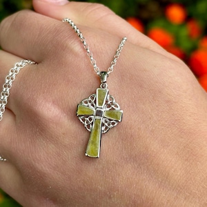 Celtic Cross Necklace | Connemara Marble | Irish Cross Pendant | Irish Gift | Woman Gift