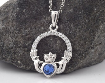 September Birthstone Claddagh Necklace