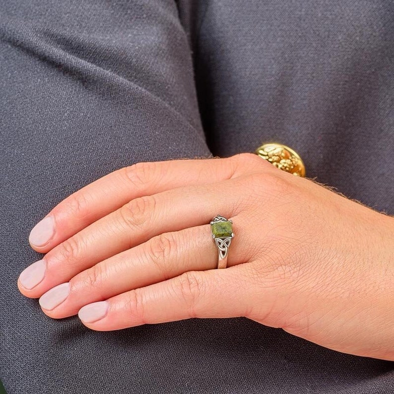 Connemara Marble Ring Irish Ring Trinity Knot Ring Irish Etsy