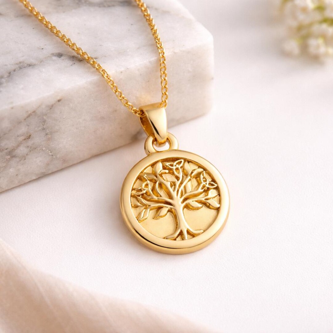 Gold Plated Tree of Life Pendant Necklace - Etsy
