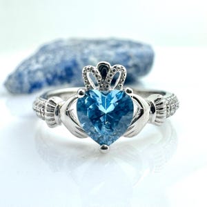 Birthstone Claddagh Ring Woman, March Birthstone