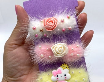 Lol surprise UNICORN inspired Pink sparkly hair Clips/bobble Handmade Lol surprise UNICORN inspired Pink sparkly hair Clips/bobble Handmade