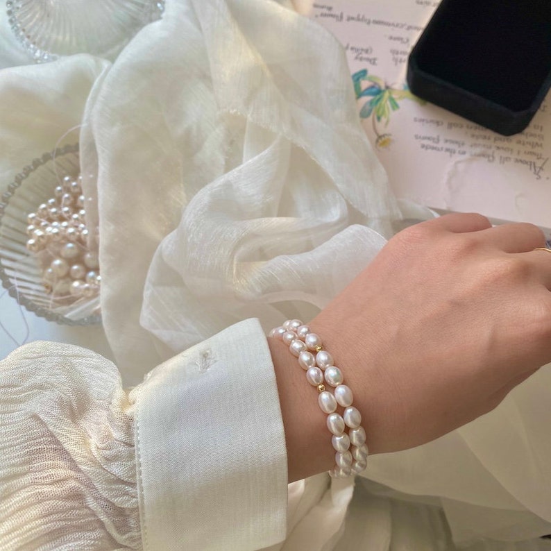 Dainty pearl Bracelet, Pearl Bracelet, Freshwater Pearl, 14k gold, Elegant Bracelet, Simple Bracelet image 8