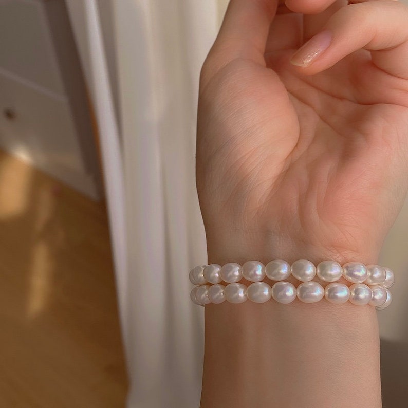 Dainty pearl Bracelet, Pearl Bracelet, Freshwater Pearl, 14k gold, Elegant Bracelet, Simple Bracelet image 3