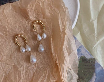 Pearl Earrings, Dainty Earrings, Freshwater Pearl Earrings, Elegant Earrings, Jewelry