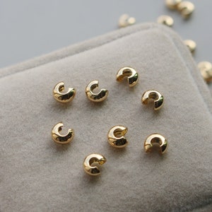50pc, Crimp bead, 14k Gold, Crimp Bead Cover, Crimp Cover Bead, Beads and Findings, Jewelry Findings, DIY
