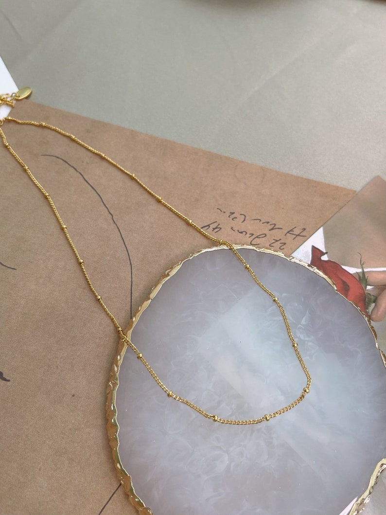 Gold dainty layer necklace Simple layering necklace Satellite necklace Gold station necklace Dainty beaded necklace