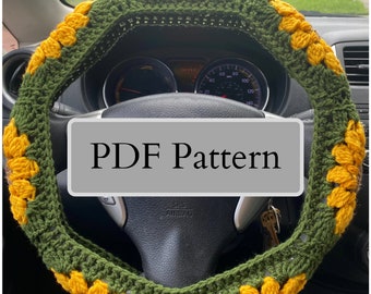 Sunflower/Evil Eye Steering Wheel Cover PDF Crochet Pattern