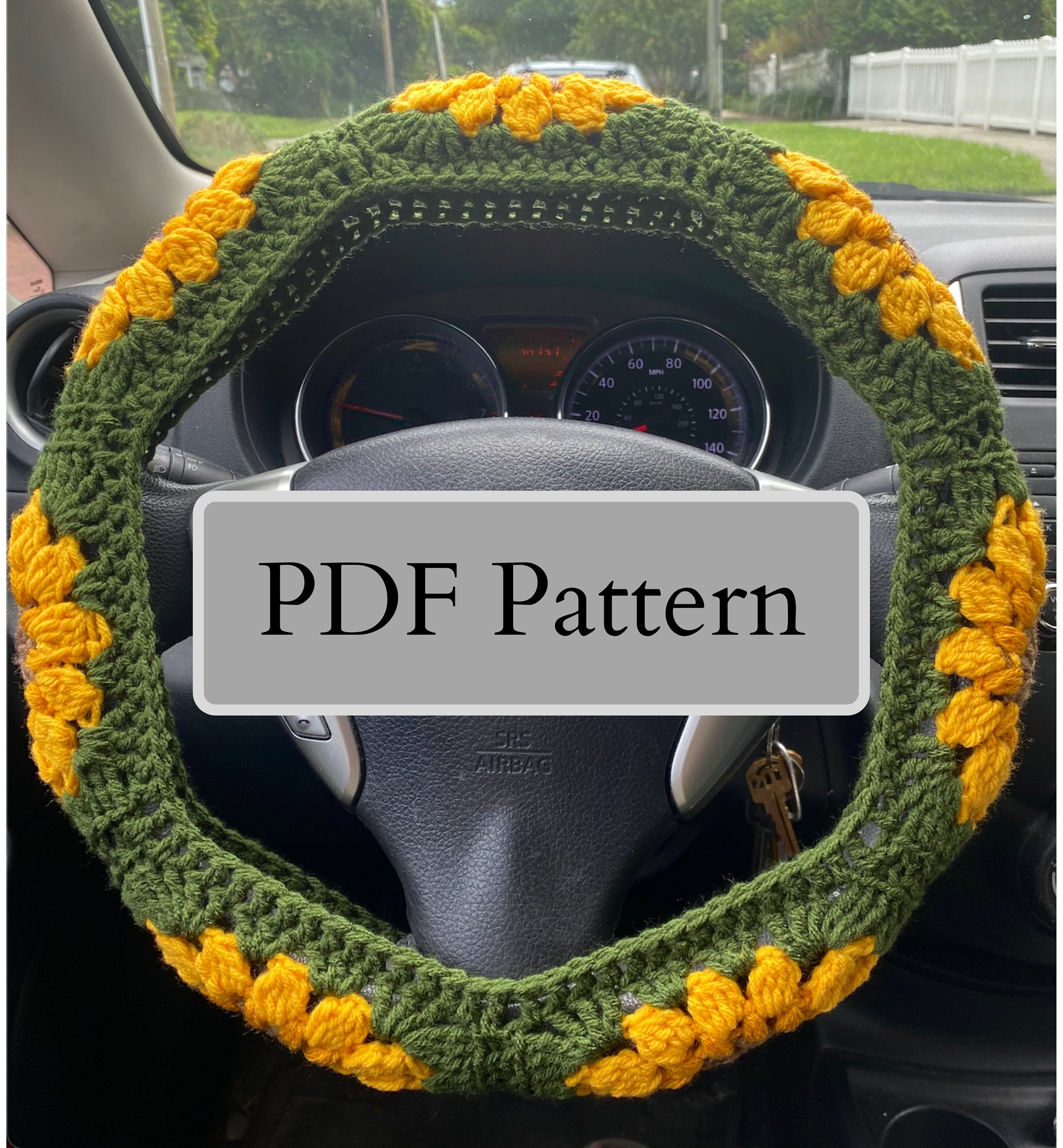 40 Eye Crochet Patterns: Mesmerizing Designs for Every Crochet Enthusiast 7 Sunflower/Evil Eye Steering Wheel Cover Crochet