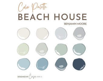 Beach House Paint Color Palette, Benjamin Moore, Interior Paint Palette, Professional Paint Scheme, Color Selection,Interior Design