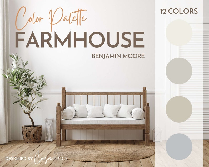 Modern Farmhouse Paint Color Palette Benjamin Moore Interior Etsy