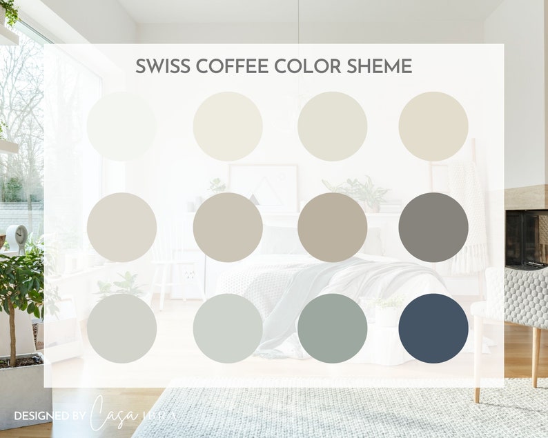 Swiss Coffee Paint Color Palette Benjamin Moore Interior Etsy