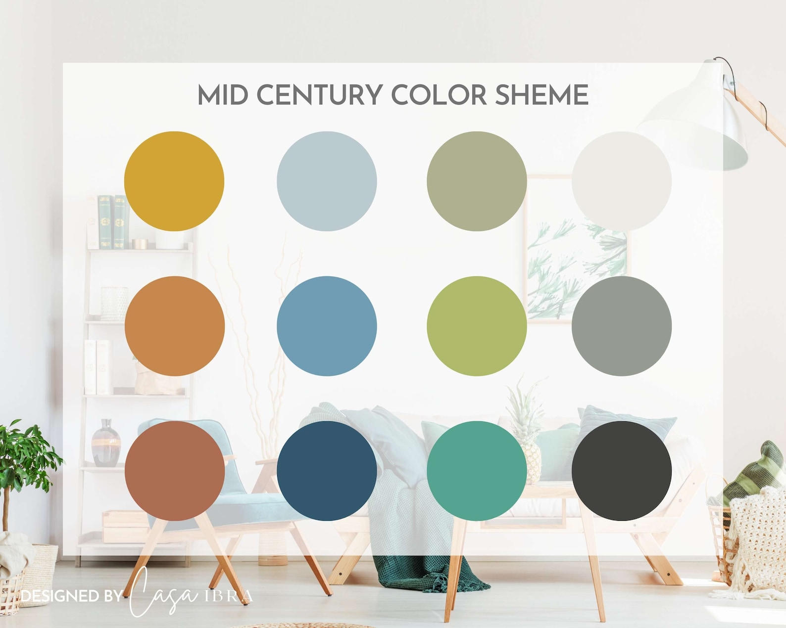 Mid Century Modern Color Palette Sherwin Williams Interior - Etsy