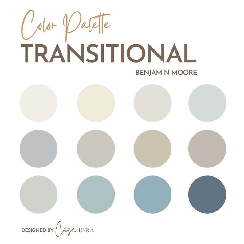 Transitional Paint Color Palette Benjamin Moore Interior Etsy