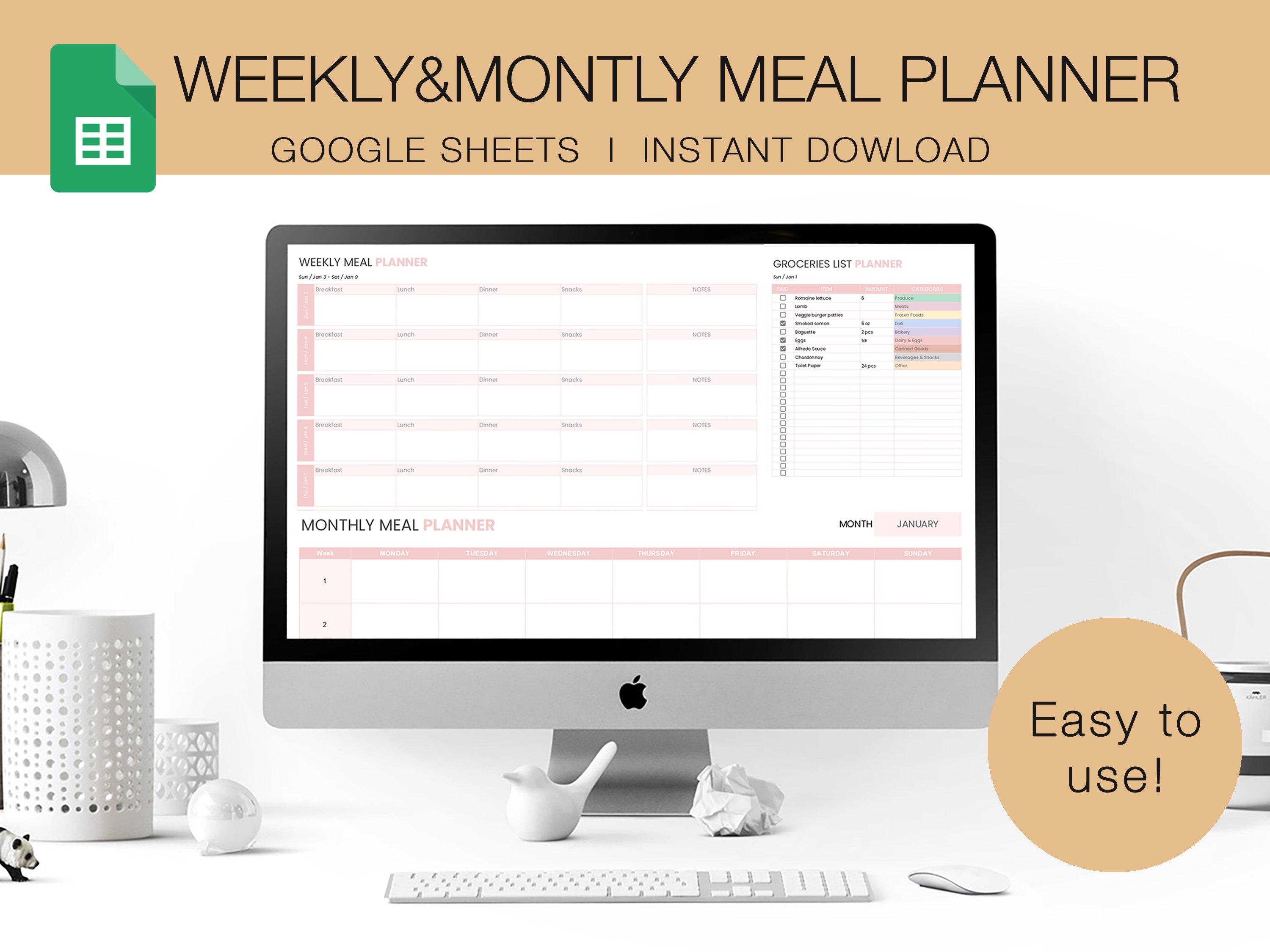 google sheets meal plan ingredient