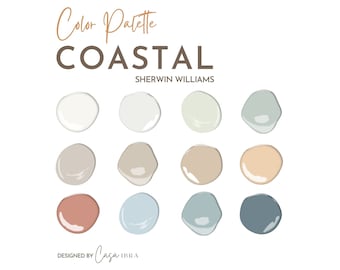 Coastal Paint Color Palette, Sherwin Williams, Interior Paint Palette, Professional Paint Scheme, Color Selection,Interior Design
