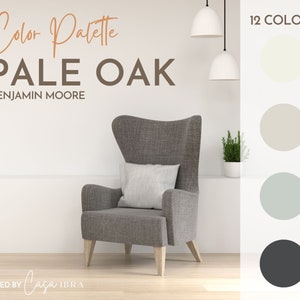 Pale Oak Paint Color Palette, Benjamin Moore, Interior Paint Palette, Professional Paint Scheme, Color Selection,Interior Design