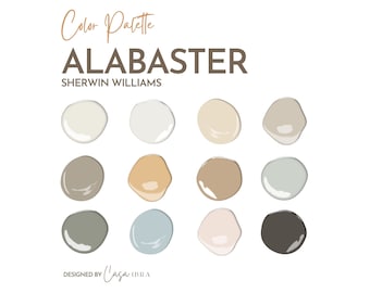 Alabaster Paint Color Palette, Sherwin Williams, Interior Paint Palette, Professional Paint Scheme, Color Selection,Interior Design
