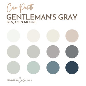 Gentleman&#39;s Gray Paint Color Palette, Benjamin Moore, Interior Paint Palette, Professional Paint Scheme, Color Selection,Interior Design