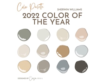Paleta de colores del año 2022, Niebla perenne, Sherwin William, Paleta de pintura interior, Selección de colores, Diseño de interiores, Esquema de colores