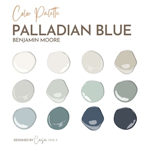 Palladian Blue Paint Color Palette, Benjamin Moore, Interior Paint Palette, Professional Paint Scheme, Color Selection,Interior Design