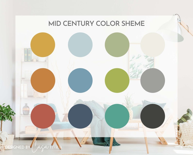 Mid Century Modern Color Palette Benjamin Moore Interior - Etsy