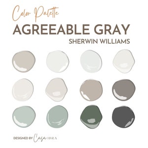 Agreeable Gray Paint Color Palette, Sherwin Williams, Interior Paint Palette, Professional Paint Scheme, Color Selection,Interior Design