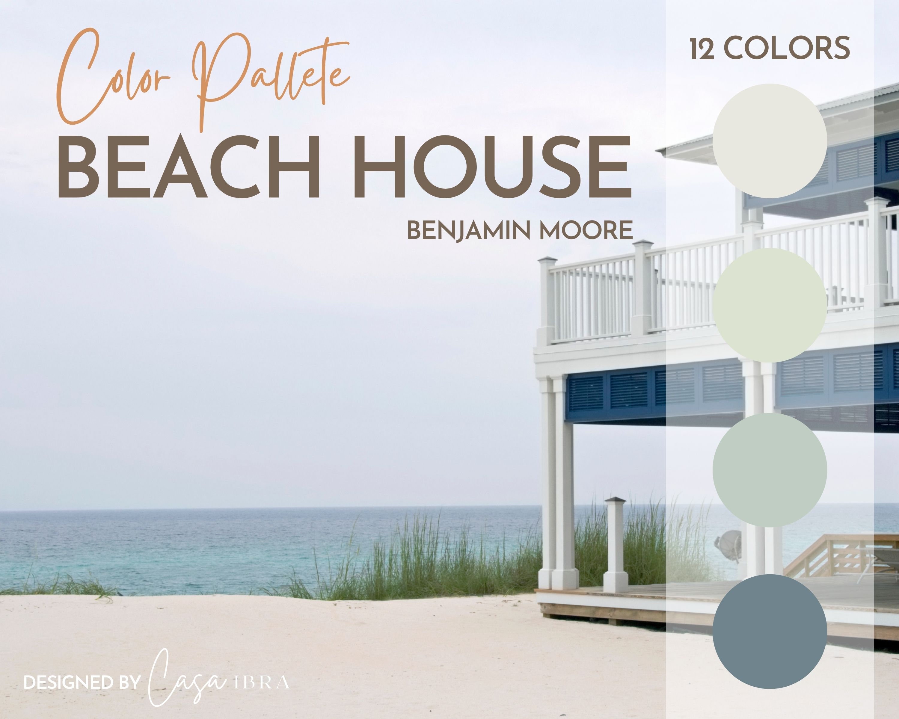 Beach House Paint Color Palette, Benjamin Moore, Interior Paint Palette, Professional Paint